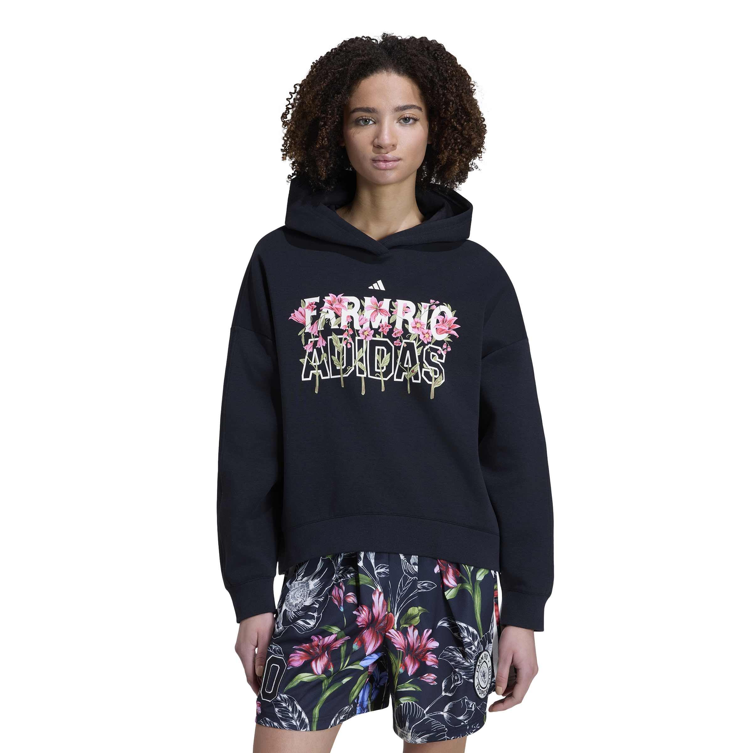 adidas Kobiety Adidas X Farm Rio Hoodie Sweatshirt, black/cream white/MULTICOLOR, S