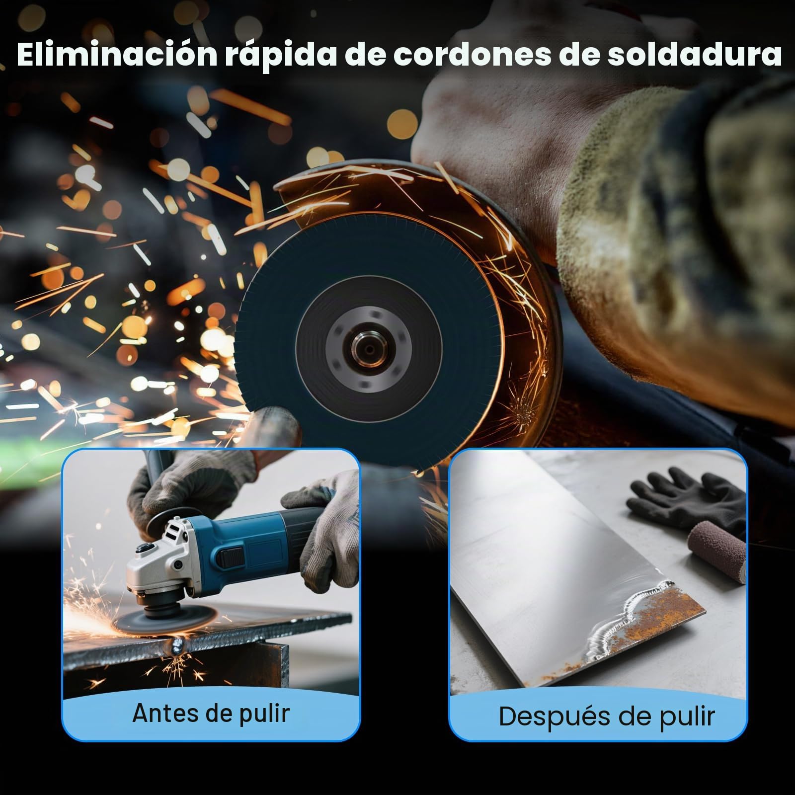 20 Piezas Discos de Amoladora Angular, 125mm Discos de Solapa, Discos de Lijado Grano de 60 para Pulir Metal, Madera, Acero