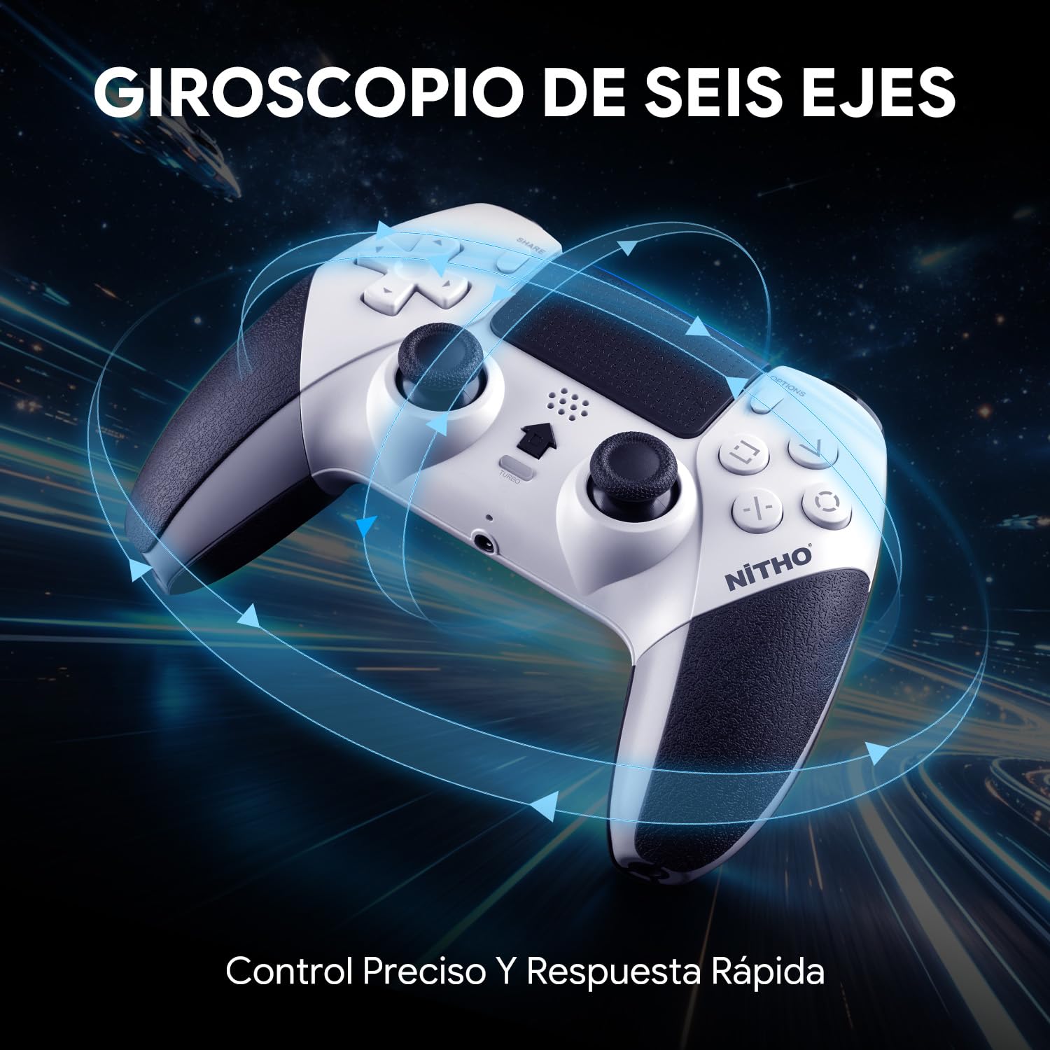 NITHO EVOLUTION Mando Inalámbrico Compatible con PS5 Pro/Slim, PC, iOS y Android, Gamepad con Joysticks Hall Effect, Doble Vibración, Macro, Turbo, Sensor de Movimiento de 6 Ejes y Panel Táctil
