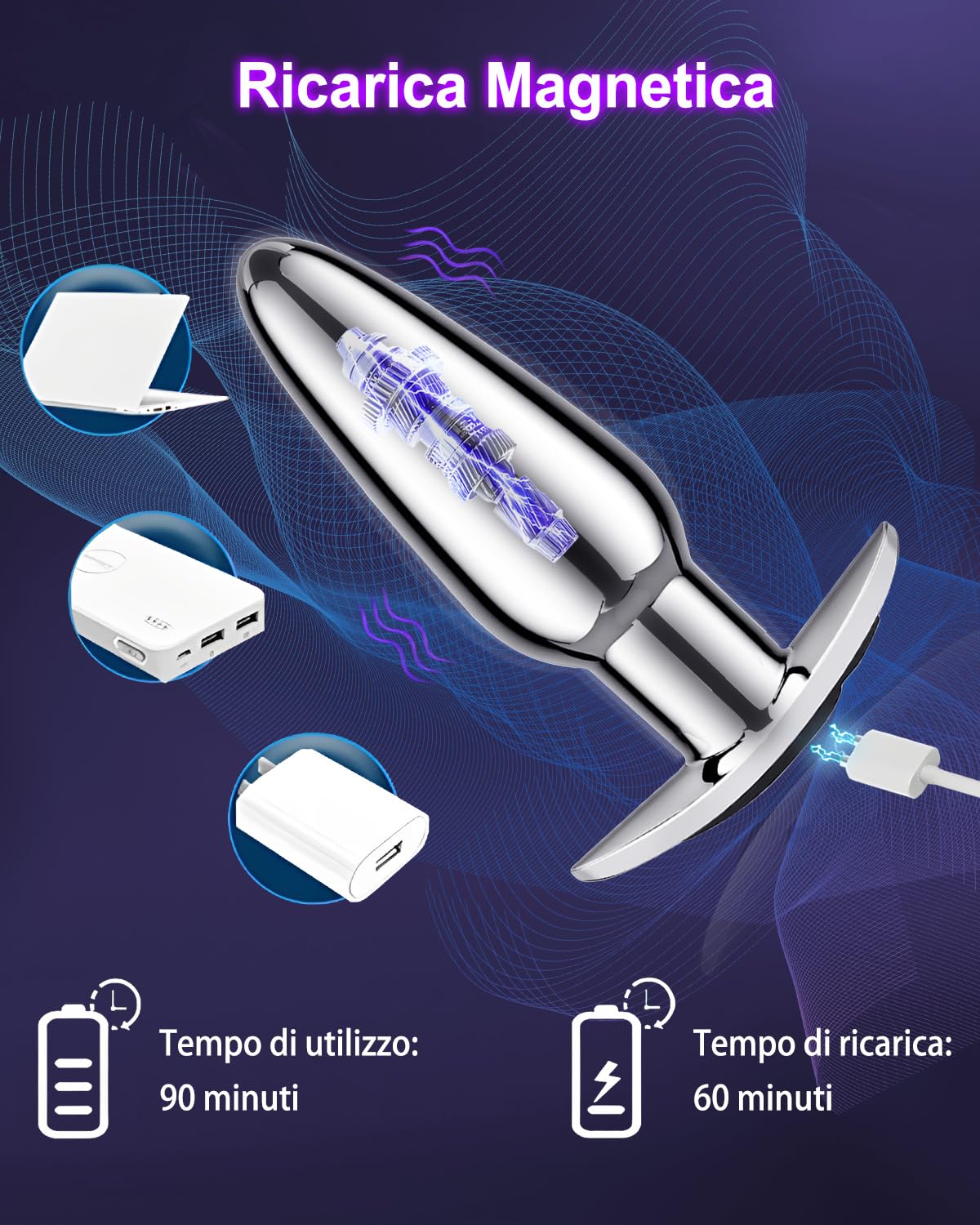 Vibratore Plug Anale-Dilatatore Donna Sexytoysys Uomo Coppia Vibratoreper Donna Professionale Wireless con Telecomando Sex Toys Vibratore per Uomo Vibratori (Metals)