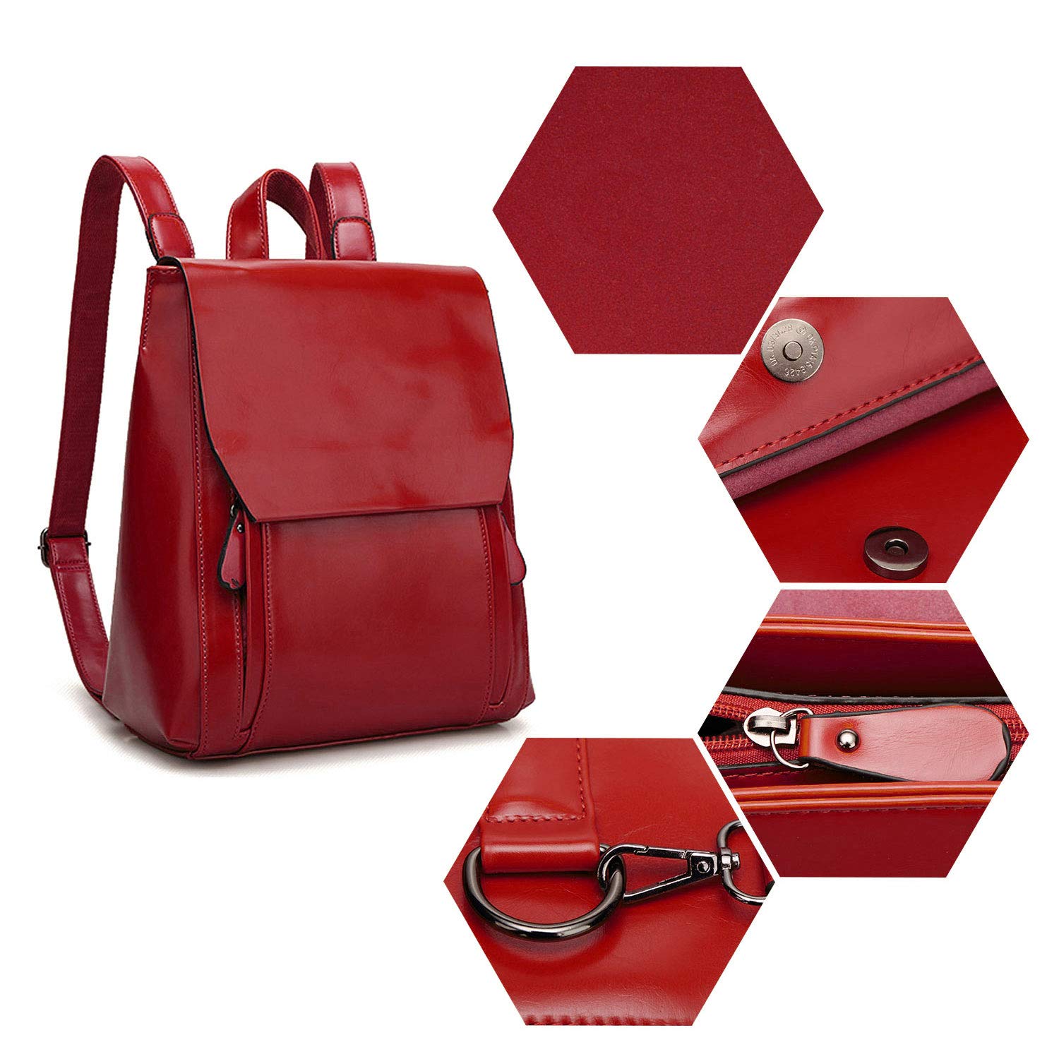 Donne Zaino in Pelle PU Impermeabile Scuola Borsa da College Snap Magnetico Zaino per Ragazze