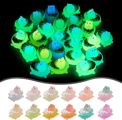 KISSITTY 24 mini figuritas luminosas de resina luminosa de cerdo de hadas, jardín, paisaje, acuario, maceta, decoración para bricolaje, bonsái,