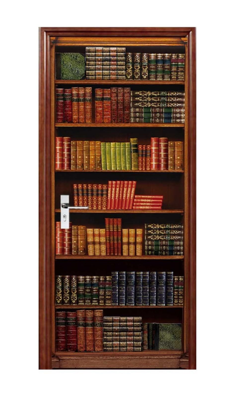 A.Monamour Adesivo Porta Autoadesiva 3D Vecchi Libri Sullo Sfondo Della Libreria Scaffale In Legno Vinile PVC Adesivi per Porte Interne Pellicola Adesiva Poster Murale Parete Carta da Parati 85x215cm
