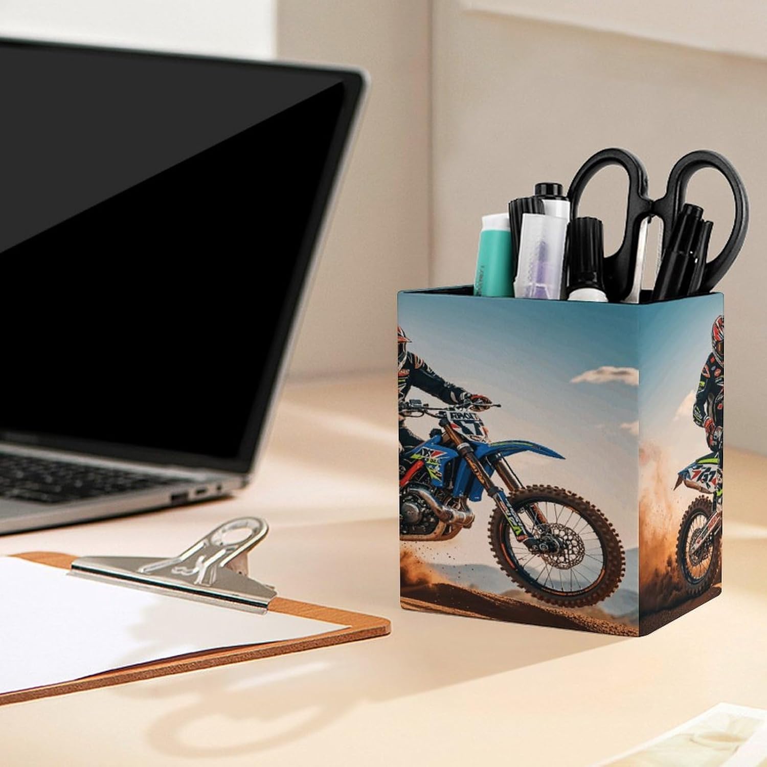 Pencil Holder for Office Supply Sport Motorcycle Motocross Desk Organizer image 5