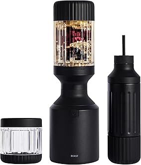 Beast Blender Tonal | Kitchen Countertop Design | Blend Smoothies and Shakes, Dressings, Sauces, Dips | Stainless Steel Bottle | Straw Cap and Straws Included | 1000W (Carbon Black)
