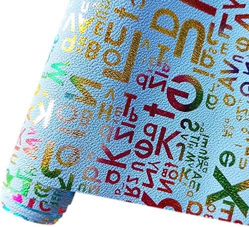 HYANG - Hojas de piel sintética con letras en relieve, 1 rollo de 12 x 53 pulgadas, piel sintética muy adecuada para manualidades de aretes, lazos,