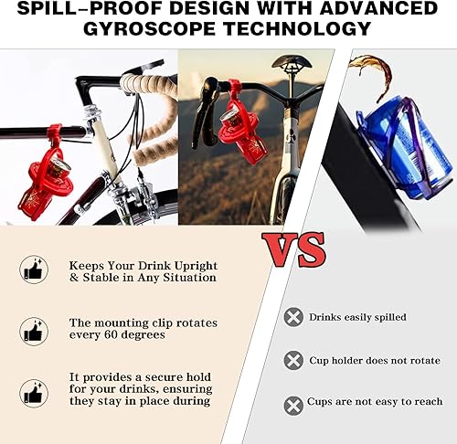 Miniatura 4 de 2 portavasos giroscópicos autonivelantes, portavasos giroscópico para scooters eléctricos, motocicletas y bicicletas, soporte universal giratorio