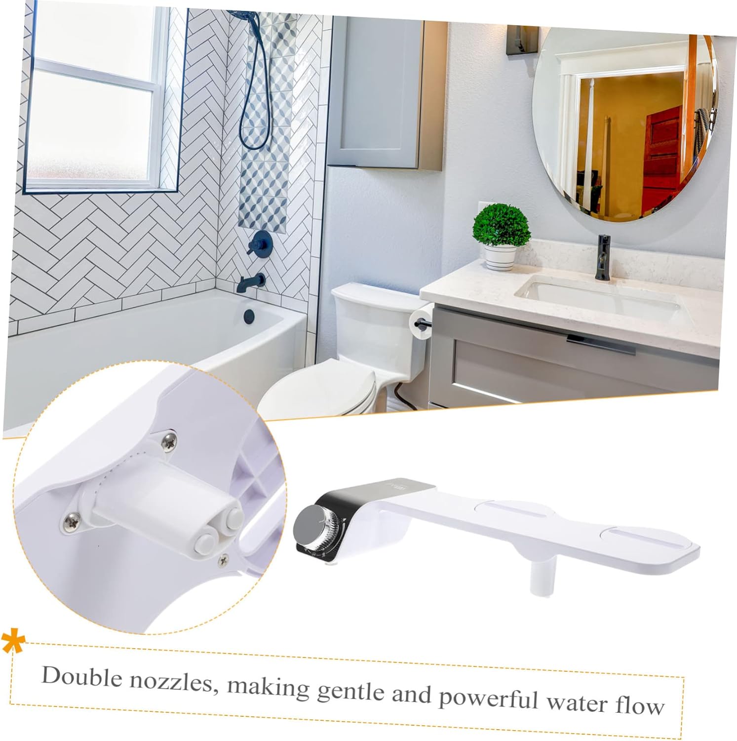 jojofuny 1set Portable Bidet Toilet Attachment Dual Nozzle Self-cleaning Non-electric Bidet for Gentle Feminine Compatible Toilet Models for Home and Travel Use