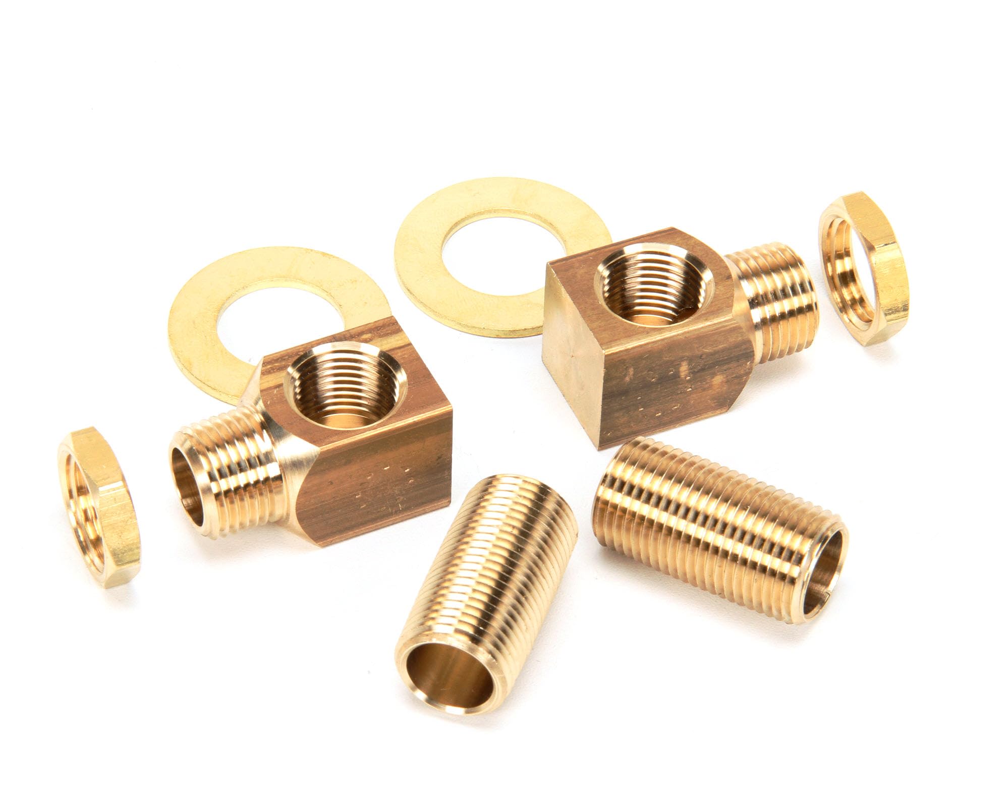 T&S Brass B-0230-K Installation Kit for B-0230 Style Faucets. Two short elbows, nipples, lock nuts and washers that provide 1/2" NPT male inlet and outlet when assembled