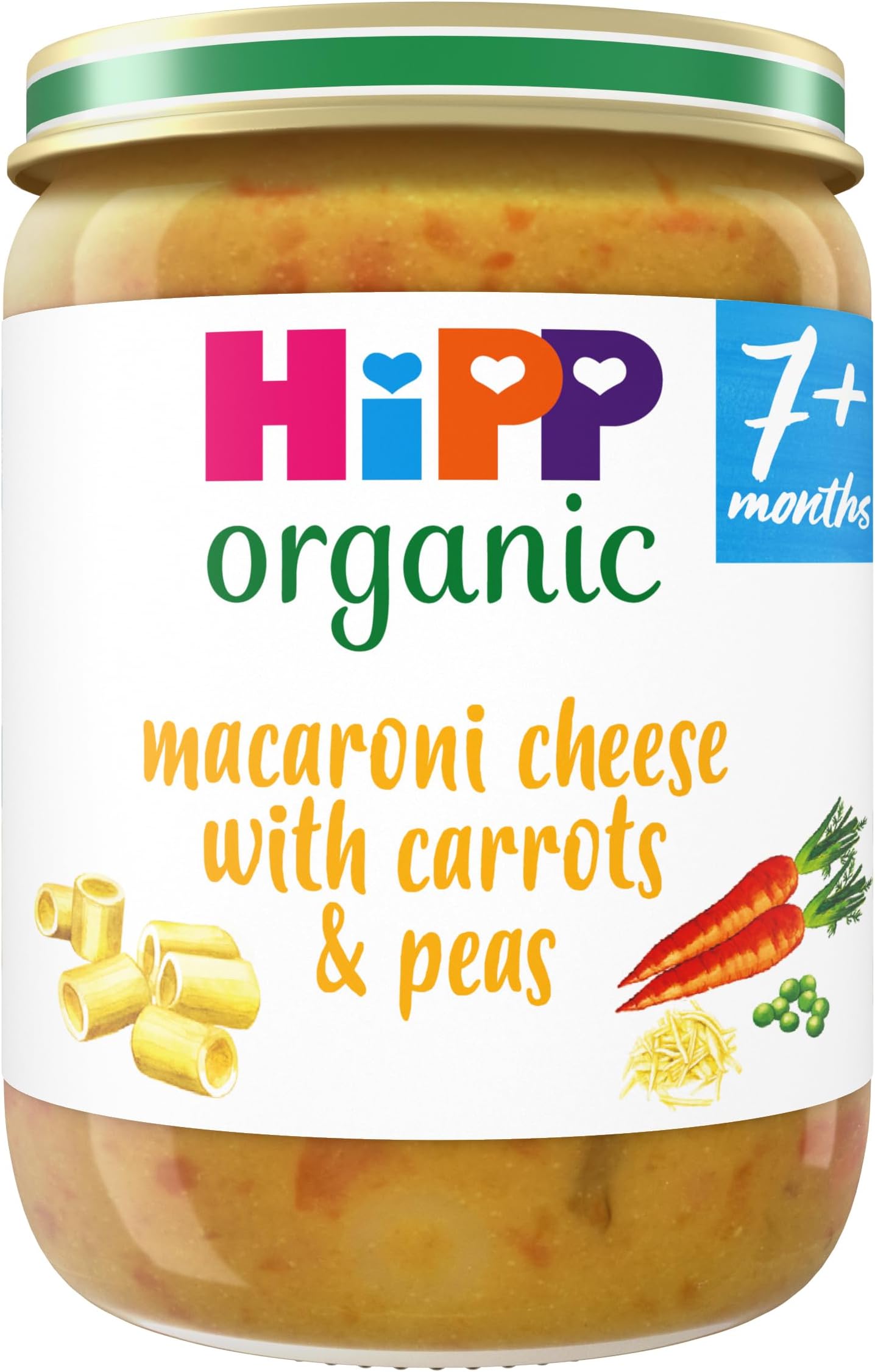 Organic Macaroni Cheese with Carrots & Peas Baby Food Jar 7+ Months 190g (Pack of 6)