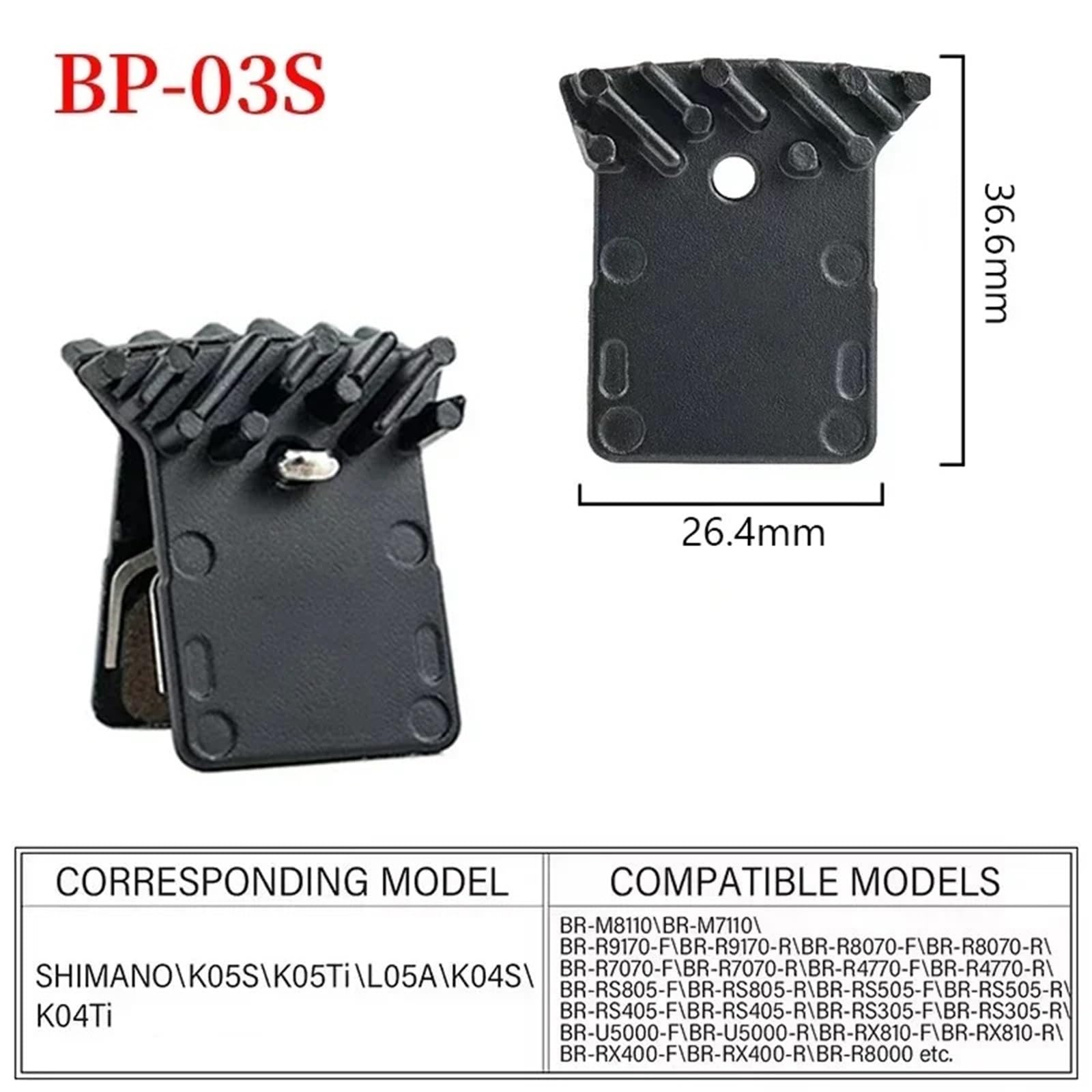 Fahrrad-Scheibenbremsbelag, Halbmetall-Harz-Bremsbeläge, Fahrrad-Bremsbelag für Shimano L05A K05S H03A H04C N03A N04C D03S NUTT(BP-01S 2 Pair)
