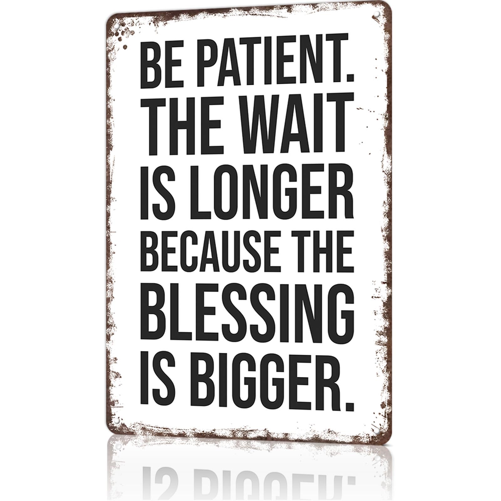 KWQDOZF Funny Metal Sign Patience Quote - Success Motivation Vintage Tin Signs Poster For Home Room Bedroom Office Decor 8x12inch