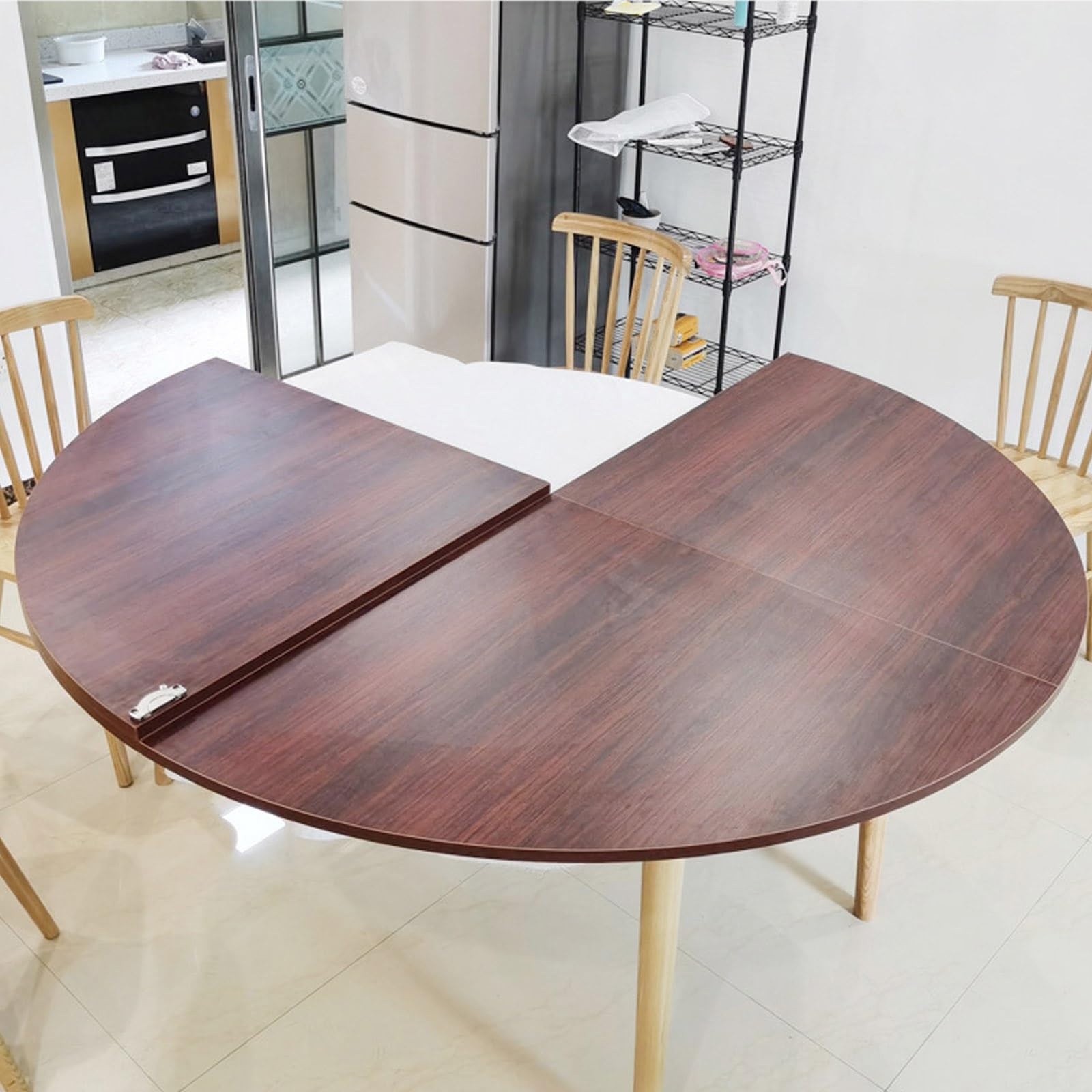 Tavolo rotondo pieghevole 170 cm in legno massello portatile 4 parti design per eventi all'aperto posti 10 20 ideale per feste lwood h