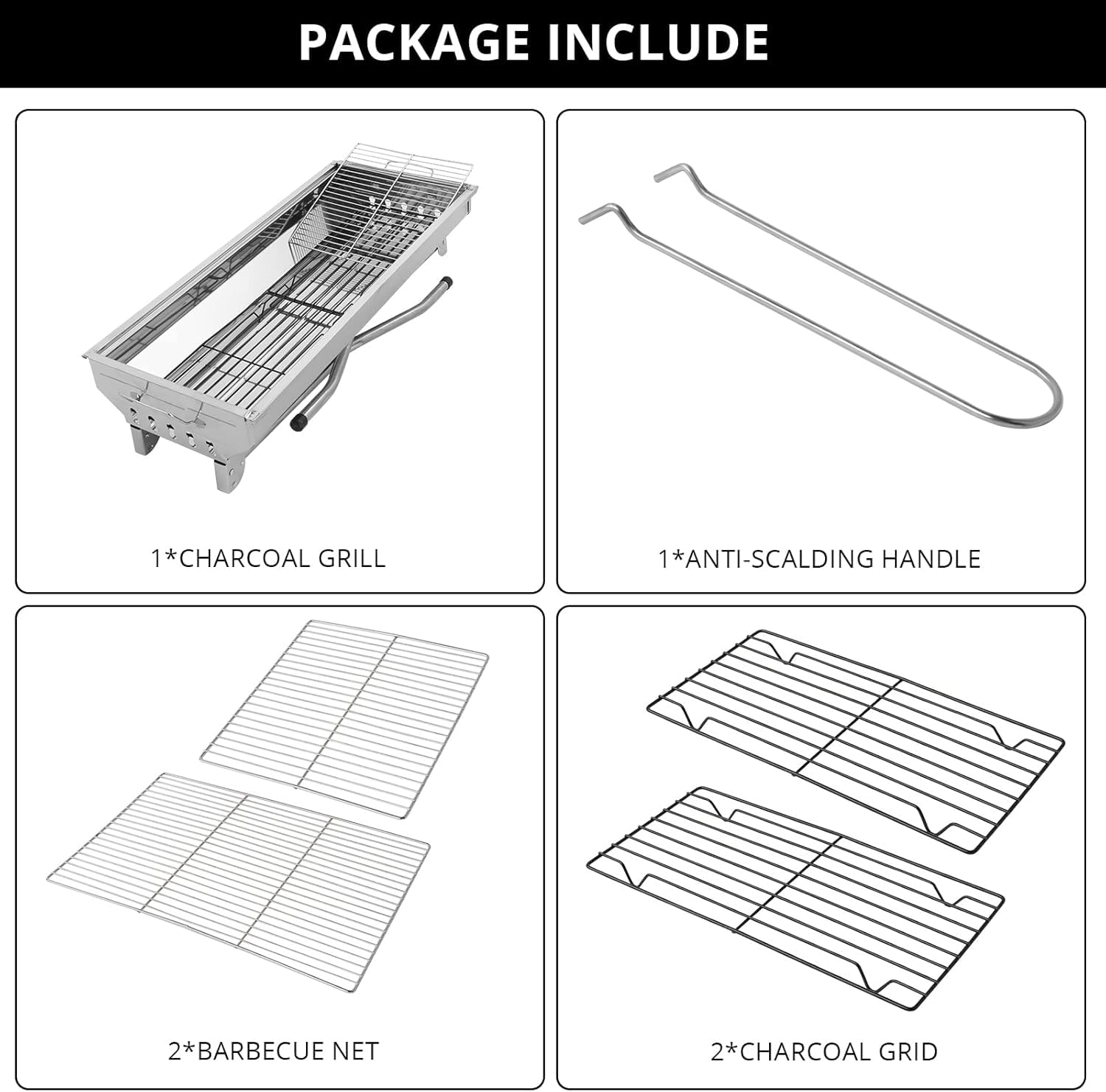 LEADZM Barbecue a carbone, in acciaio inox, barbecue pieghevole da campeggio, 70 x 31 x 71 cm, esterno, terrazza, campeggio, barbecue, uso 5-10 persone (70 x 31 x 71 cm)