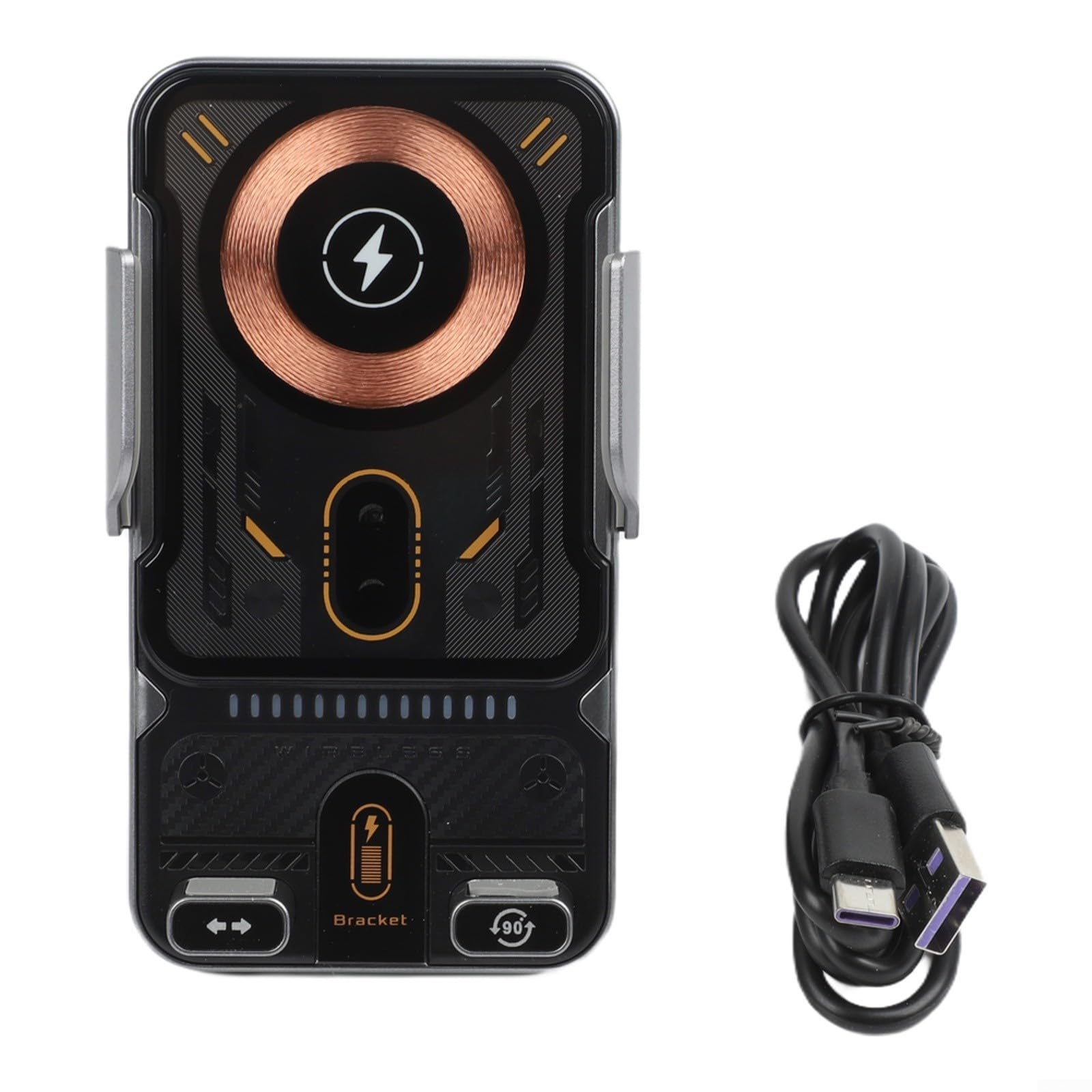 Cargador de coche inalámbrico de 15W, cargador de coche inalámbrico de sujeción automática, con soporte de teléfono de sujeción automática para iPhone para Android (plata)