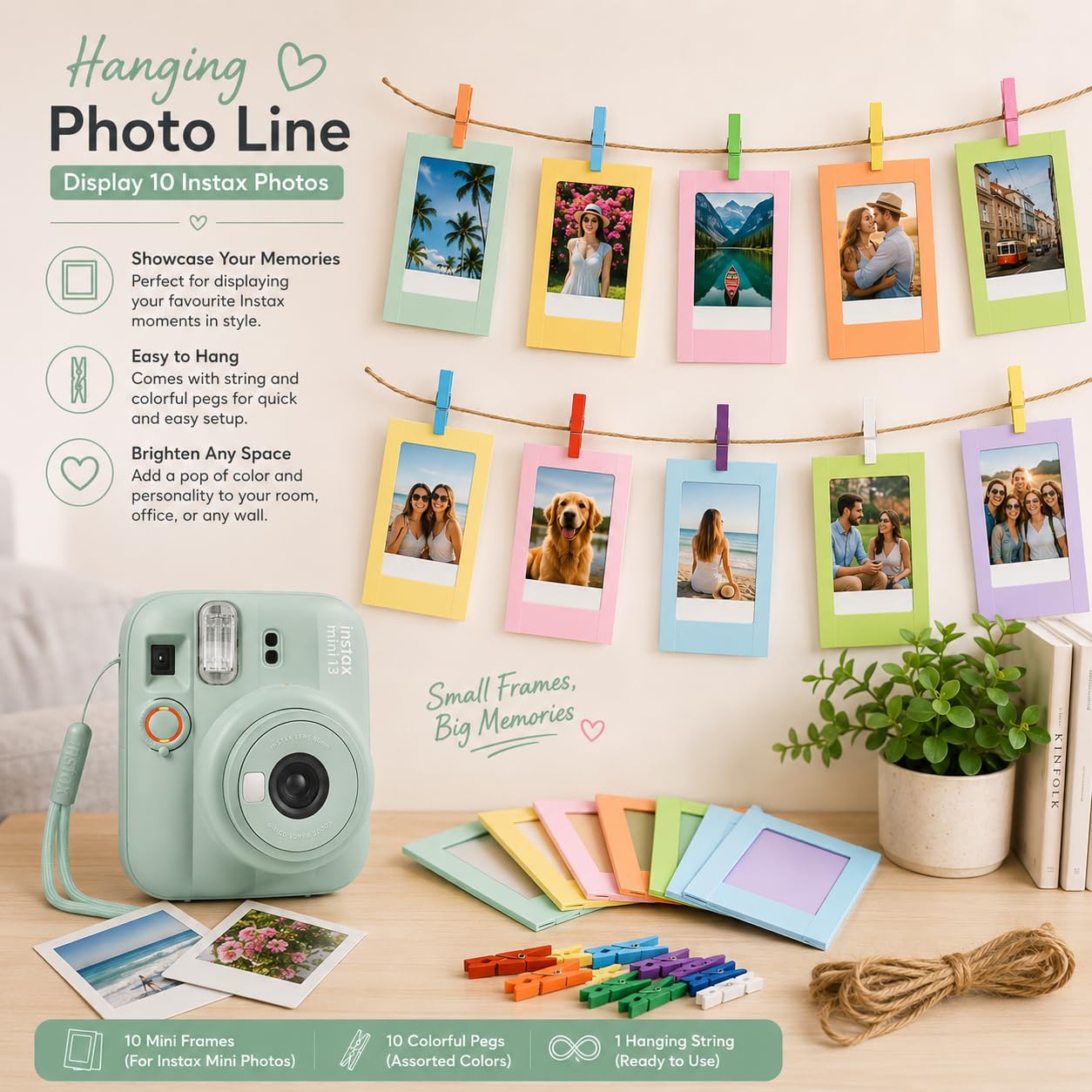 Mini 13 Instant Camera Premium Kit per Fuji Instax Mini 13 Lagoon Green include custodia Lagoon Green Mini 13, mini pellicola da 20 scatti, mini album fotografico e kit completo di accessori per