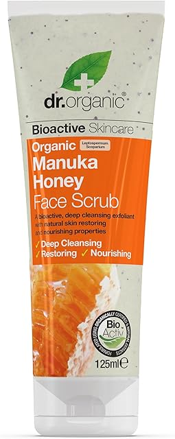 Dr Organic, Organic Manuka Honey Face Scrub , Natural , Vegetarian, Cruelty Free , Paraben & SLS Free , Exfoliating , 125ml