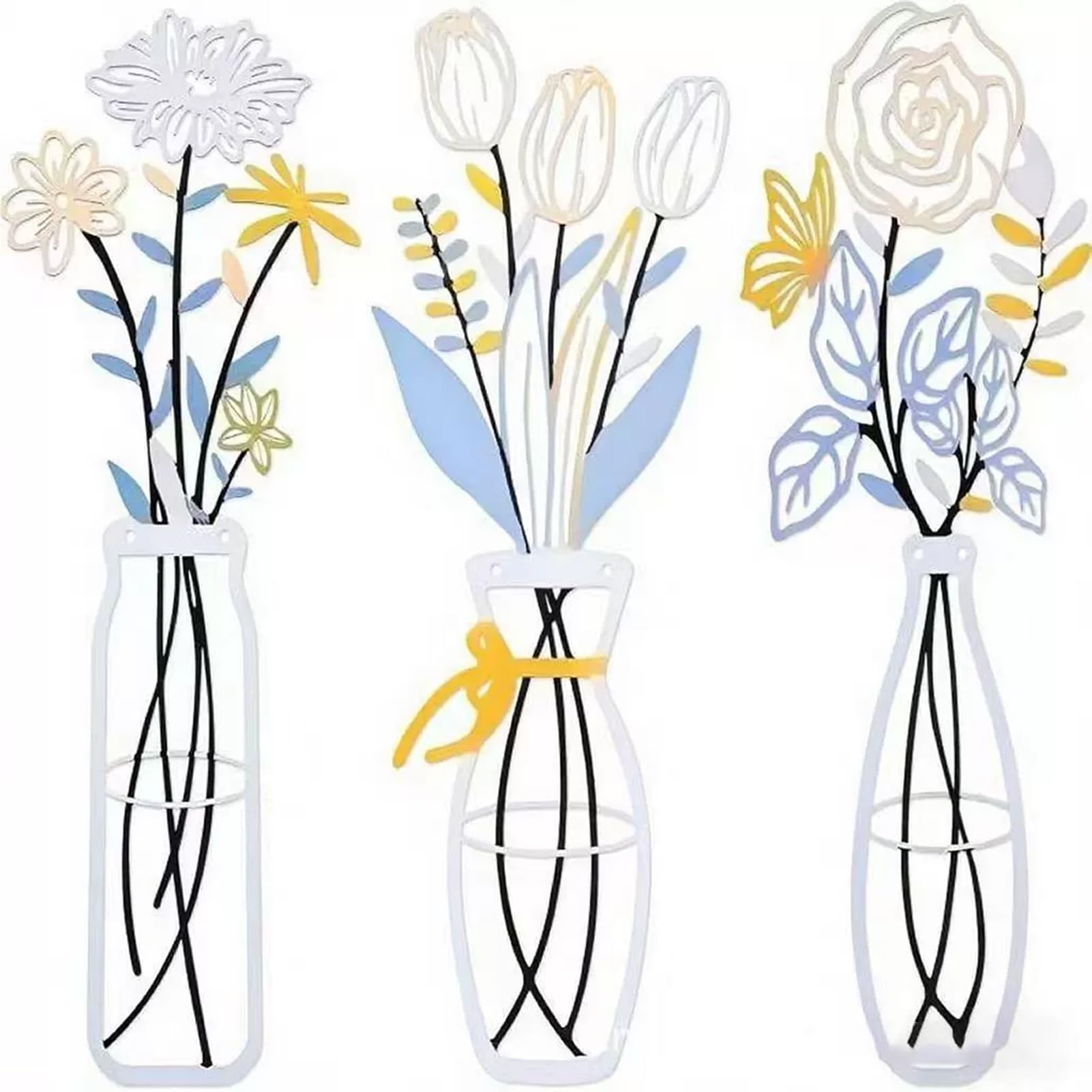 PIXZCSA Ultras-strong Adhesive Metal Flowers Wall Art For Chic Home Decor Waterproof And Oxidation-Resistant Metal Flowers Wall Decor Flower Flower Art, A14