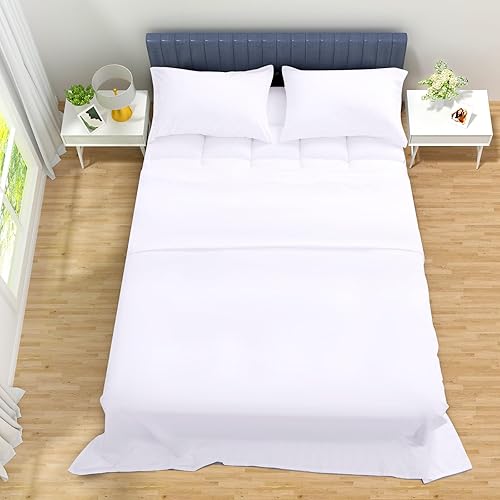 Miniatura 8 de Juego de cubrecolchón de 4 piezas tamaño King, juego de sábanas suaves, funda de colchón extra gruesa para el dolor de espalda, parte superior de