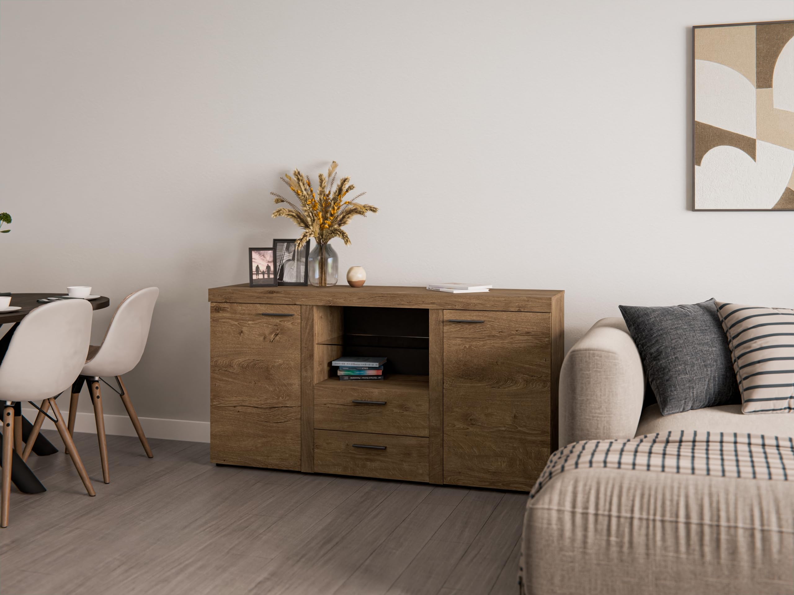 BROMARKT Kommode für Schlafzimmer mit Schubladen 156x82 cm Lefkas Eiche
