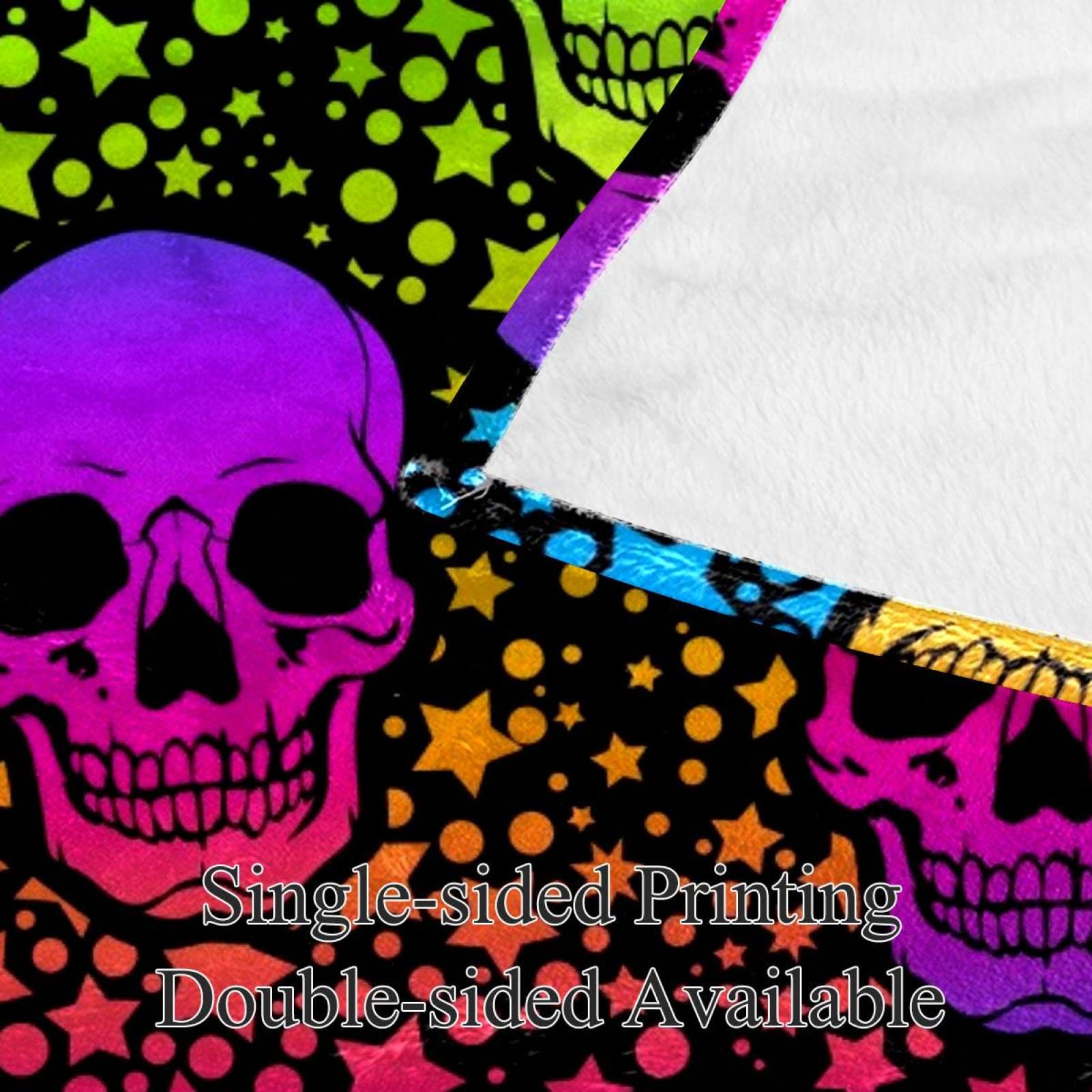 Coperta in pile con motivo a teschi al neon - morbida e leggera peluche accogliente - perfetta per letto, divano, viaggi, campeggio, 150 x 199 cm