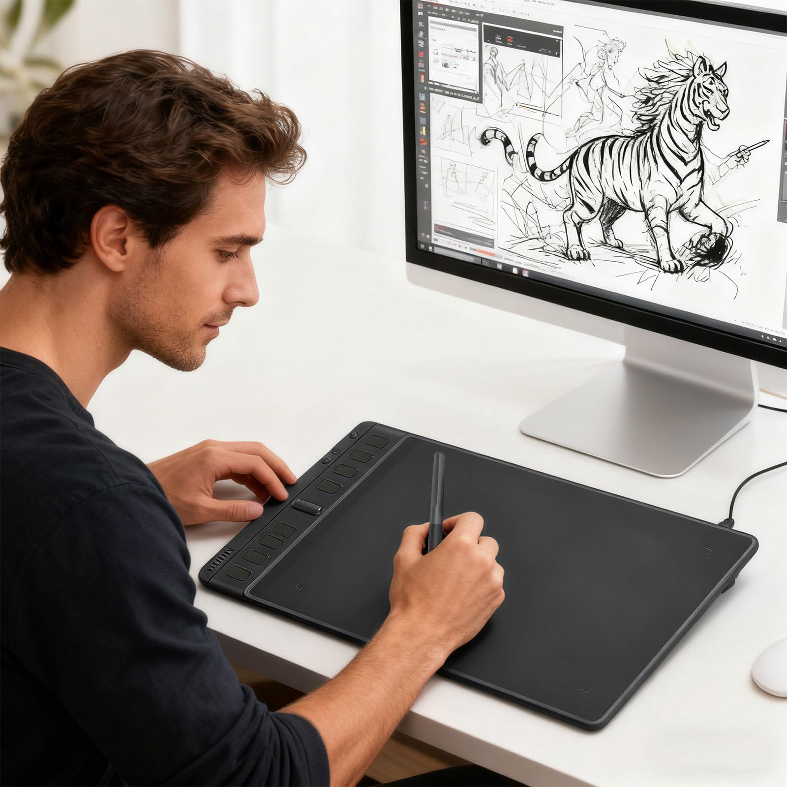 H951P Ergonomico Digitale Penna Grafica Compresse Personalizzabili Scorciatoia Multipli Compatibilità OS Per Creatori Multipli OS Disegno Tablet