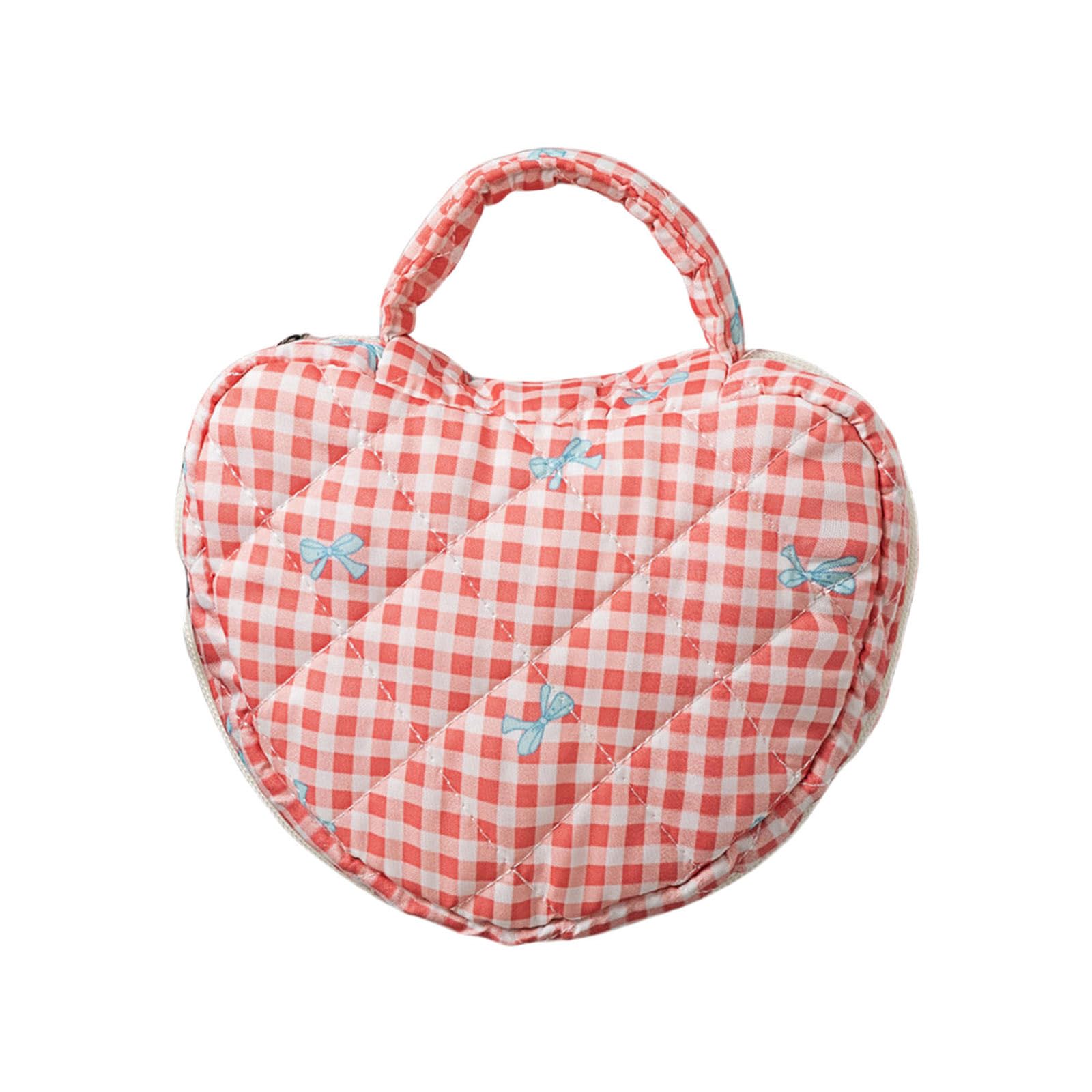 Tsophreniq Quilted Cosmetic Bag with Florals Design, Spacious Travel Toiletry for Women Girls Women ' s Heart Shape Makeup Bag