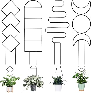 4 Pcs Plant Trellis for Climbing Plants Indoor, Small Trellis for Potted Plants,Indoor Plant Trellis for Potted Plants Support Black Garden Trellis for Hoya,Pothos,Flower,Monstera
