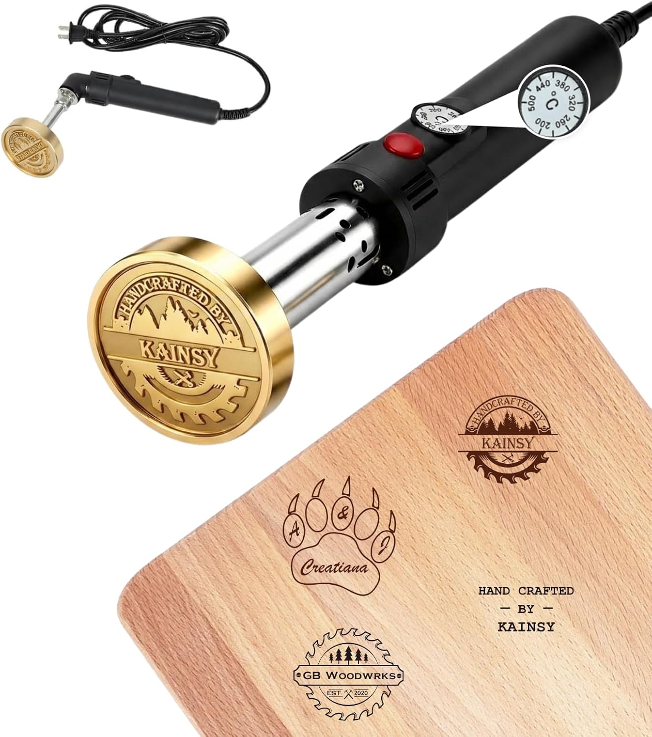 KAINSY Custom Electric Branding Iron for Wood, Adjustable Temperature Wood Burning Tool with Personalized Logo - Metal Leather Branding Stamp for Crafts, Handmade Project, Woodworking Tools & DIY Gift