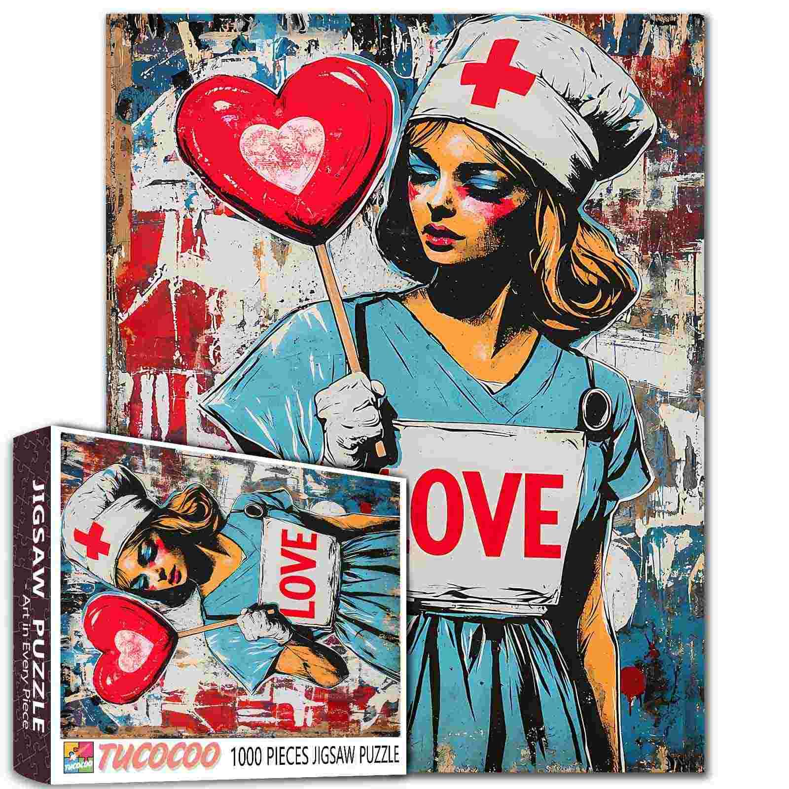 Tucocoo Puzzle da 1000 pezzi per adulti graffiti cuffie pittura puzzle musica Banksy Art 1000 pezzi puzzle per impegnativo gioco di attività familiare colorato puzzle fai da te decorazione da parete