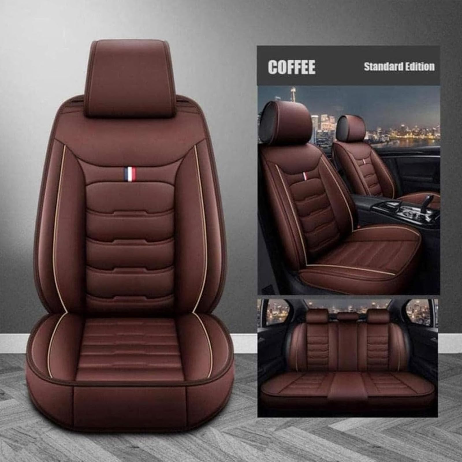 Pokrowce na siedzenia samochodowe do VW Golf 6 GTI Golf 7 Golf 7 GTI Golf TDI Golf Sportsvan 2, skórzana przednia tylna osłona poduszki ochraniacze akcesoria wewnętrzne, F/Coffee