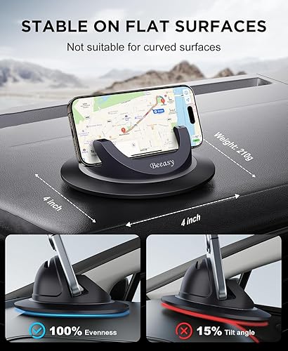 Miniatura 3 de Beeasy Soporte de teléfono celular para salpicadero de automóvil, soporte de teléfono con silicona giratoria de 360, antideslizante, soporte
