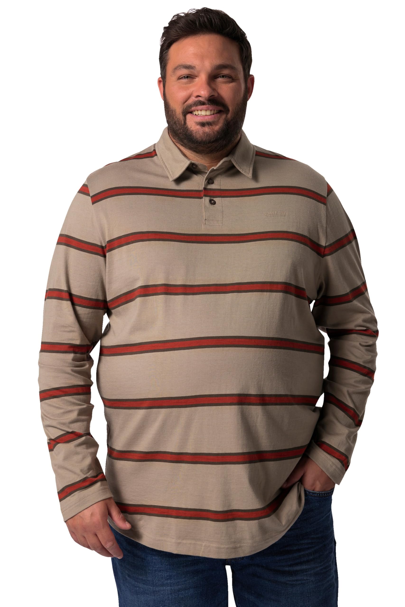 John F. Gee Herren große Größen Übergrößen Menswear L-8XL Poloshirt, Langarm, Ringel 833371