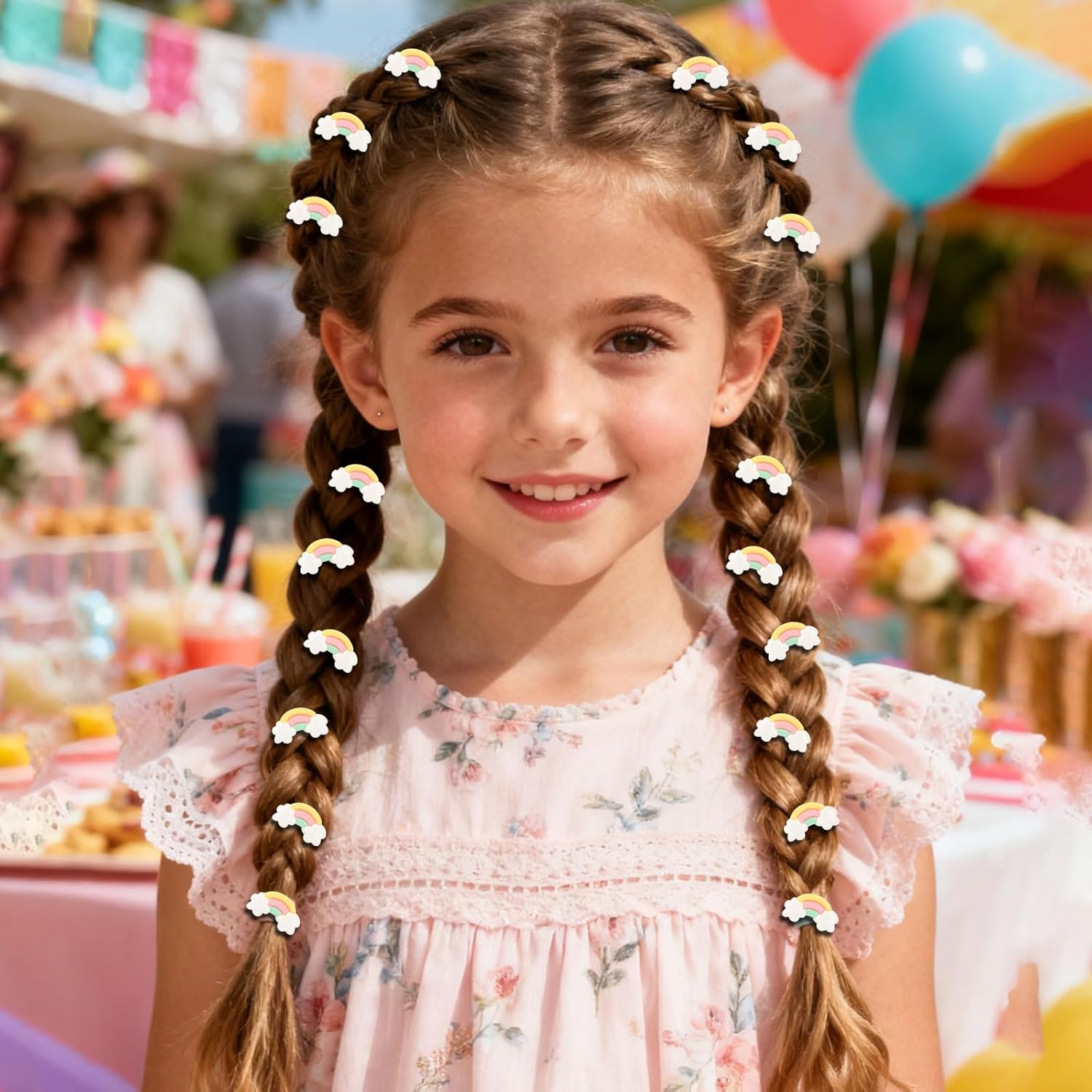 YISSION 20PCS Mini Rainbow Cloud Hair Clips for Women & Girls, Cute Pastel Rainbow Hair Pins, Small Hair Accessories for Braids, Daily Styling & Parties - Image 5