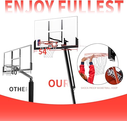 Miniatura 7 de Aro de baloncesto para exteriores, sistema de baloncesto portátil, aro de baloncesto ajustable de regulación continua de 10 pies para interiores y