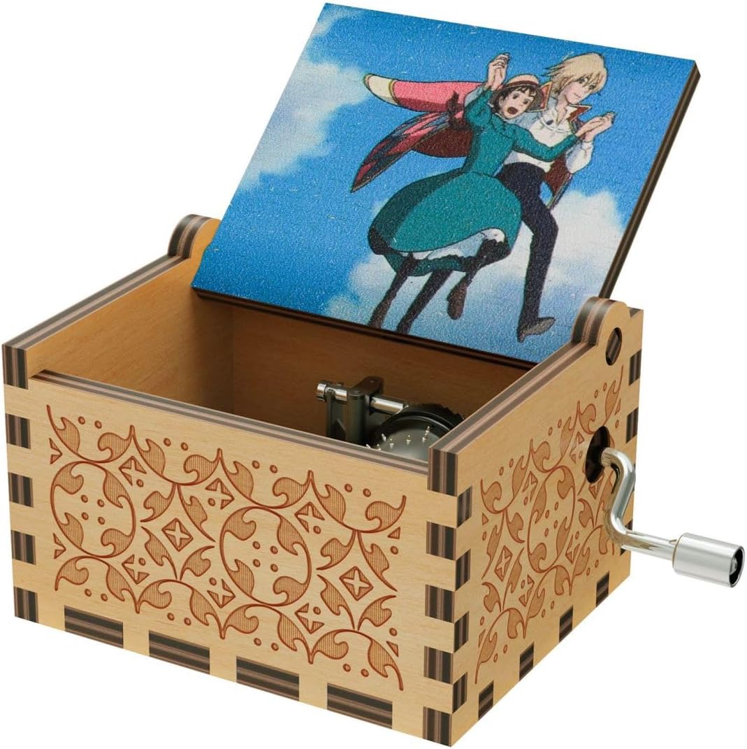 Howl's Moving Castle Wooden Music Box, Anime Theme, Music, Merry Go Round of Life, Wooden Music Boxes, Hand Cranked Music Boxes, Gift for New Year, Birthday (Wood1), (HL-36)