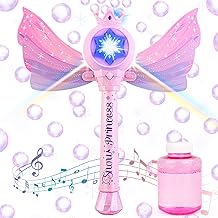 deAO Máquina de Burbujas para Niñas, Princess Bubble Wand Blower con Alas, Juguetes de Burbujas con Musicales y Luminosos Bubble Machine para Exteriores e Interiores Regalo de Cumpleaños de Navidad