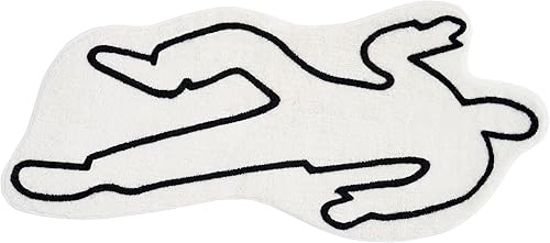 Alfombra de escena del crimen de Halloween, 47 pulgadas de largo x 31 pulgadas de ancho, alfombra decorativa hecha a mano con diseño copetudo para