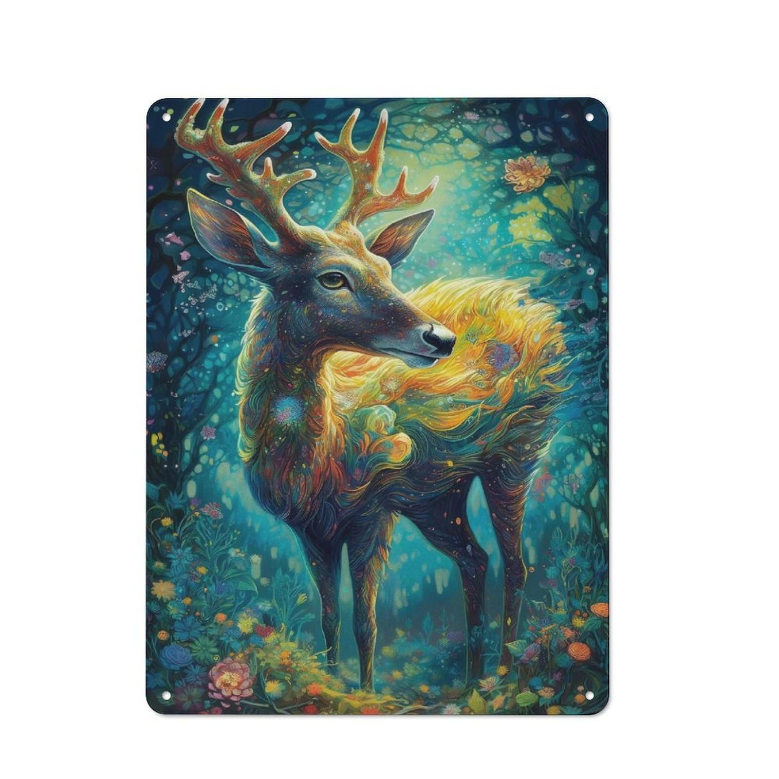 Junmoney Style-15 Metal Sign 40X30cm With Deer For Garage Wall, Vintage Decor, Winter Wall Decor For People Furnishing A Garage
