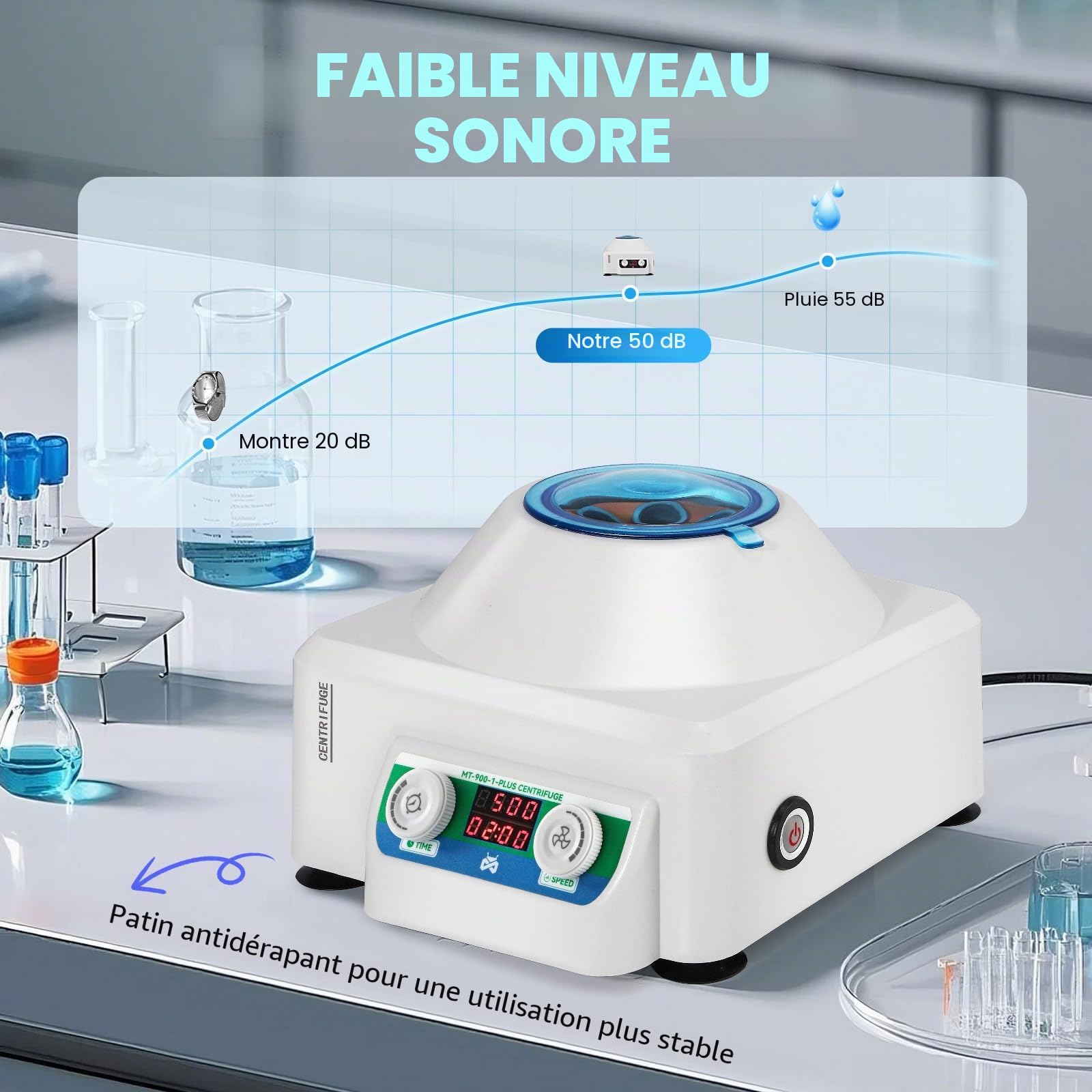 Mxmoonant Centrifugeuse de Laboratoire, 4000rpm, 6x15ml, 1685xg, 60min | pour Tubes à Essais 15ml/10ml/5ml, pour Séparation D'échantillons, Analyse Qualitative (Prise EU)