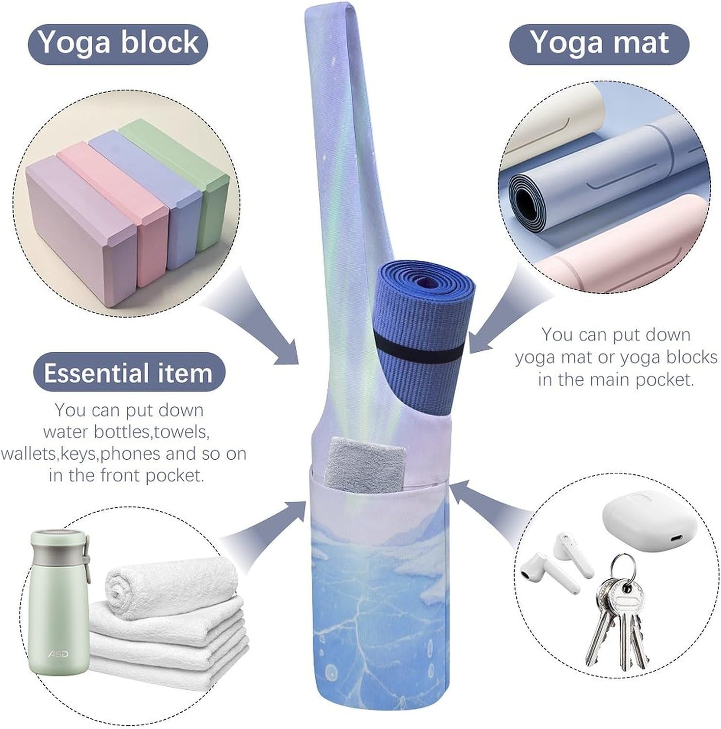 Aurora Canvas Yoga Mat Bag Yoga Mat Carrier image 5