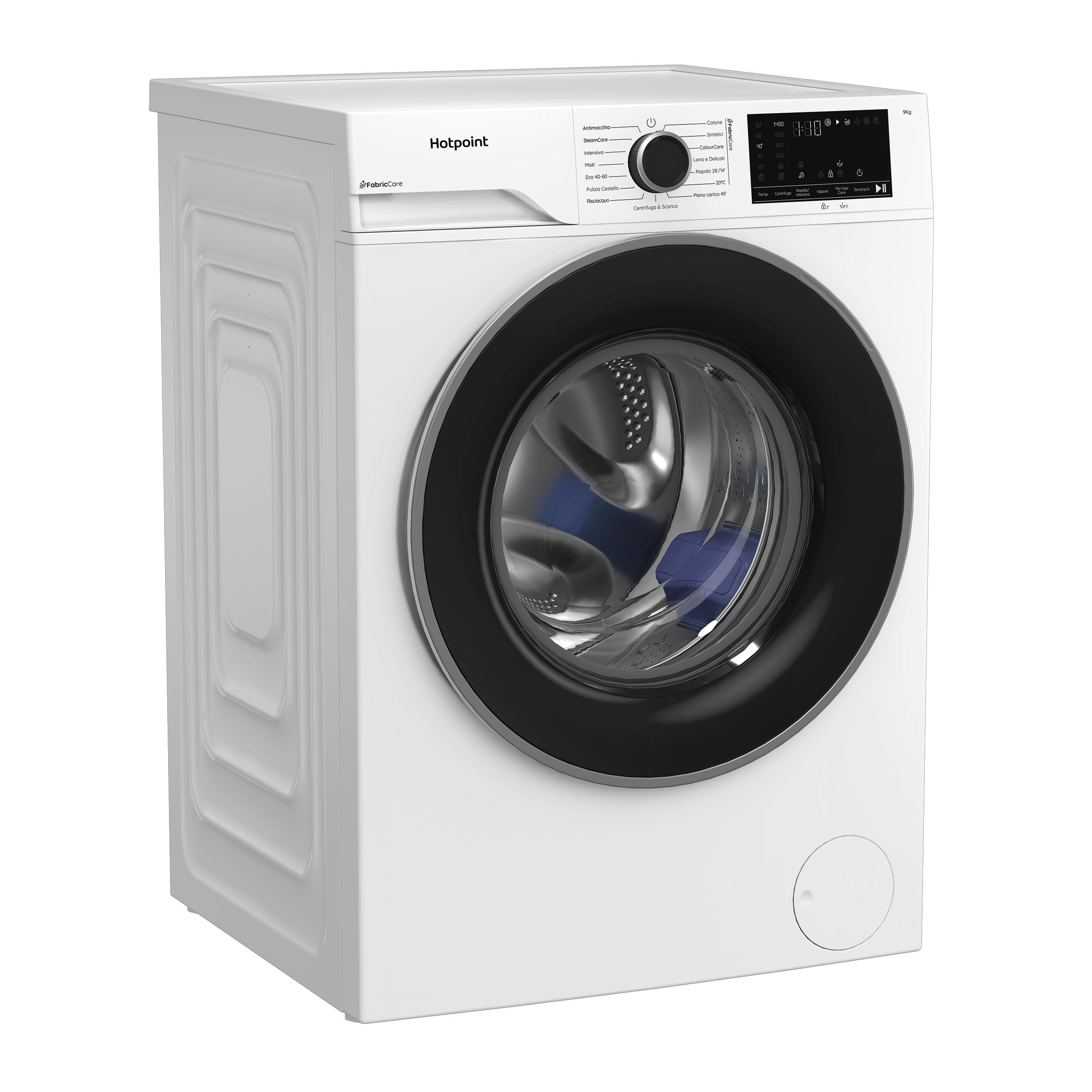 Hotpoint Ariston HB 123 CARE IT – Lavatrice 12 Kg Libera Installazione, Carica Frontale, 1400 giri/min, Classe A-30%, PetHair Care, FabricCare, ColorCare, SteamCare, Anti Macchia – Bianca 84,6 x 59,8