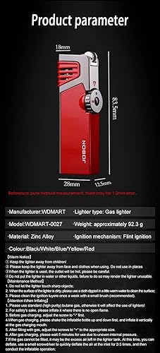 Miniatura 5 de -Encendedores recargables resistentes al viento - Encendedores de gas butano de metal - Encendedor de inyección directa triple turbo - Fija la