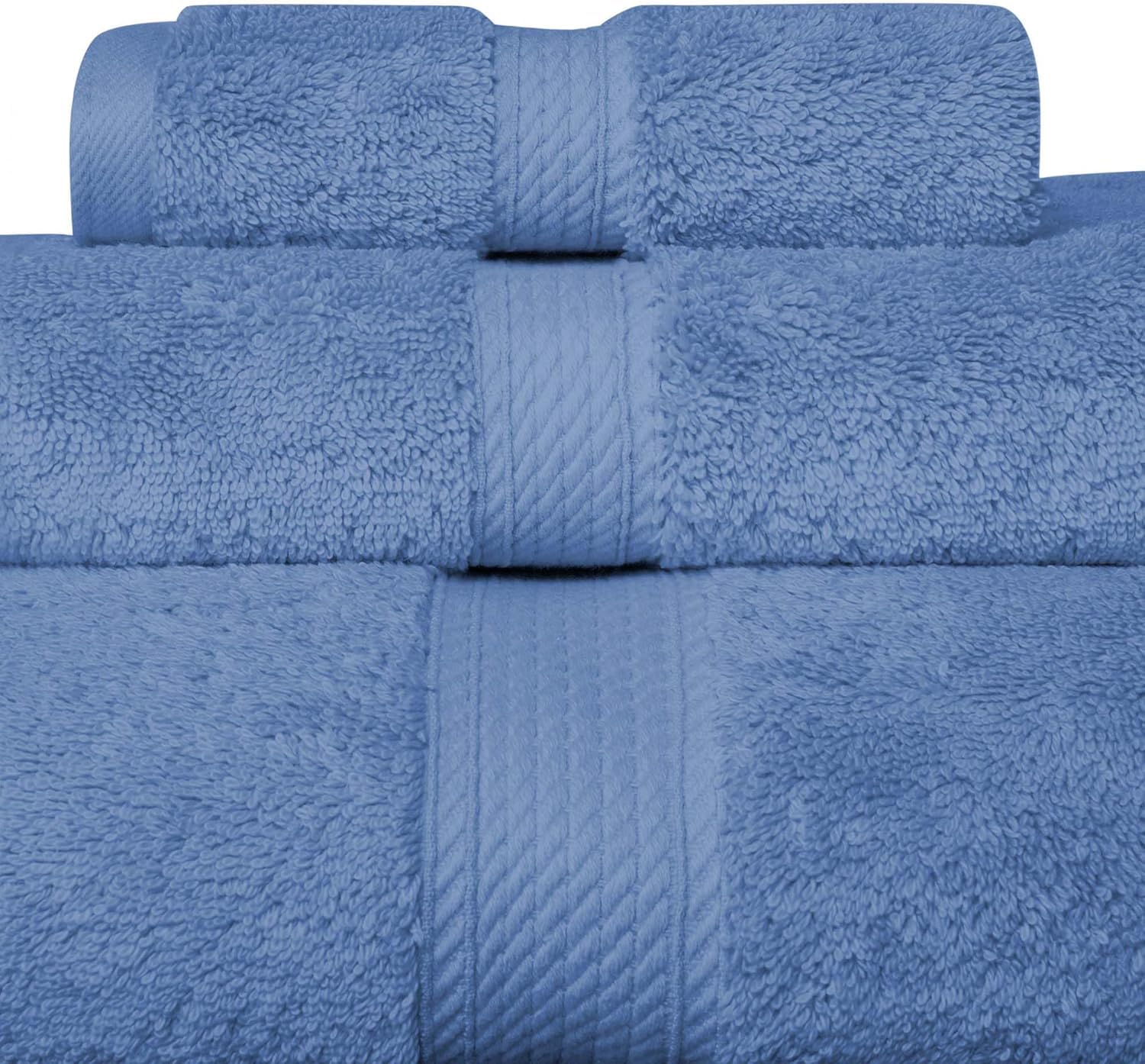 Superior Juego de Toallas de Pelo de algodón Egipcio de 3 Piezas, Incluye 1 Baño, 1 de Mano, 1 Toalla de Cara, Toallas de Lujo ultrasuaves, Esenciales de Felpa Gruesa, SPA, Baño de Invitados
