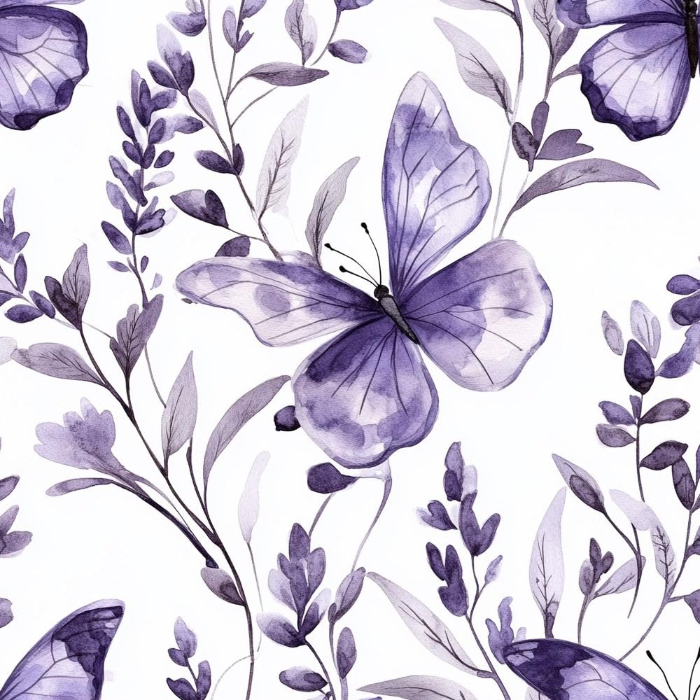 Jiaoqss B Self Adhesive Wallpaper Purple Lavender Stick On Wallpaper Flowers Utterfly Removable Living Room Edroom Thicken Vinyl Wrap For Furniture Sticky Ack