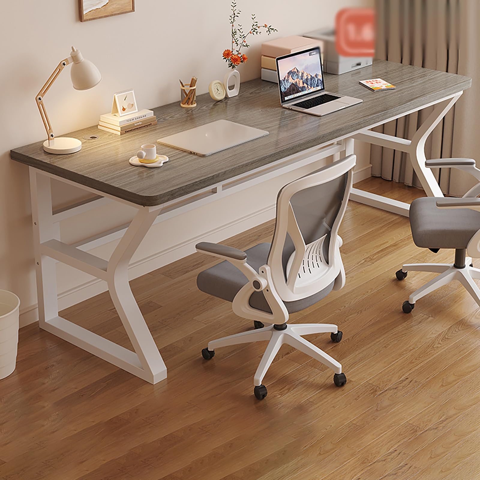 Gaming-Schreibtisch – Computertisch für Heimbüro – 100–180 cm Länge, 60 cm Breite, 74 cm Höhe, 2,5 cm Schreibtischstärke, für Studium und Arbeit, graues Eichen-Finish