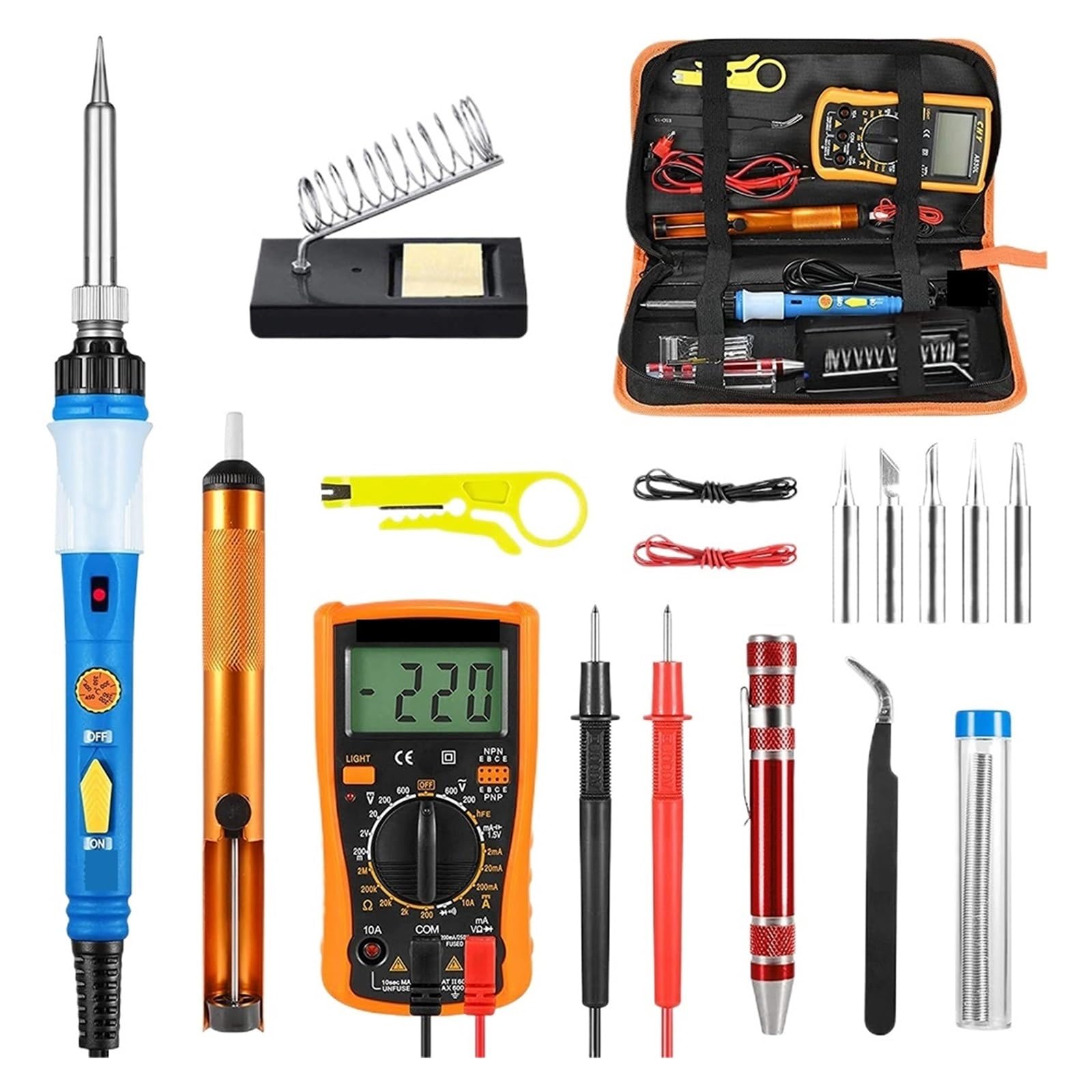 Kit De Soldador Eléctrico Temperatura Ajustable, Pistola For Soldar 80W Con Multímetro, Herramientas Soldadura Calentamiento Preciso