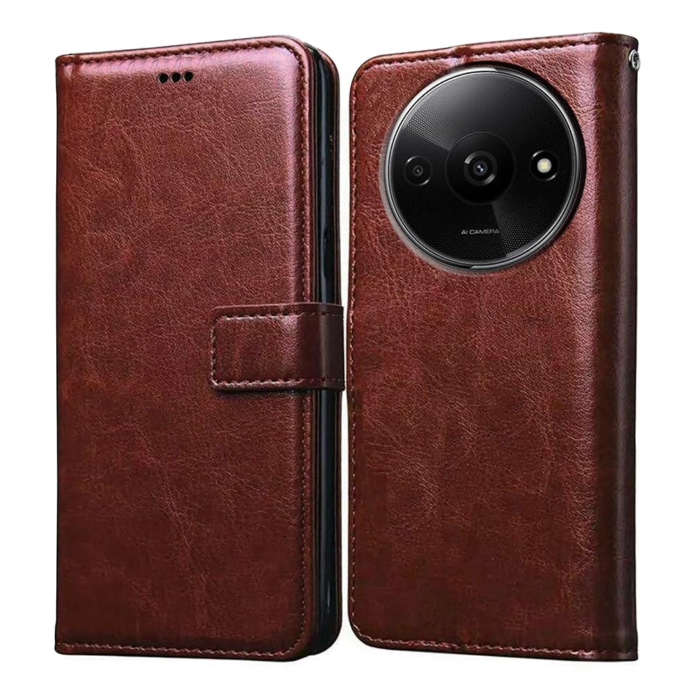 Amazon Brand- Solimo Flip for Mi Redmi A3 4G (Leather_Brown)