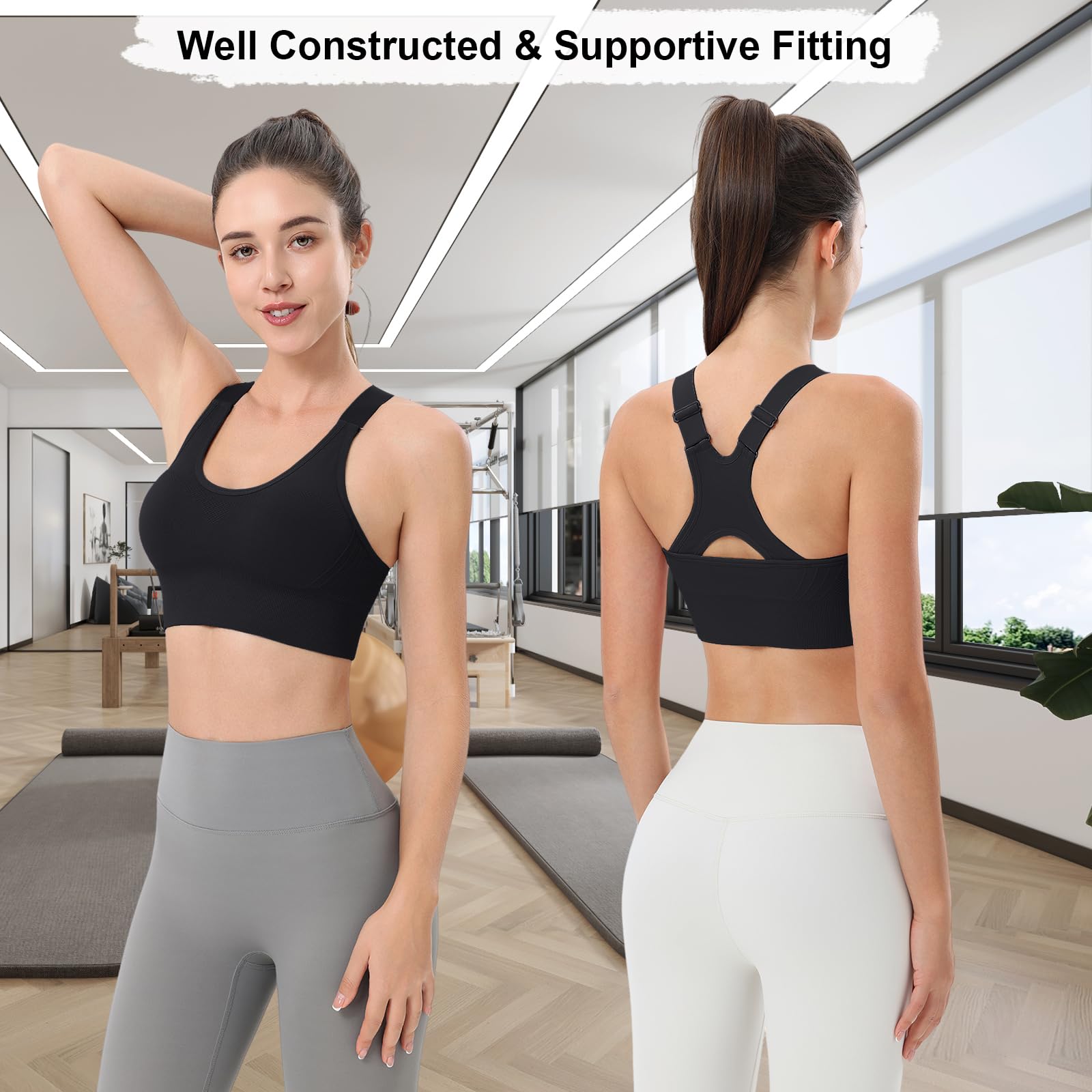 Reggiseno Sportivo da Donna Spallacci Imbottiti e Regolabile Incrociati Bralette Reggiseno Sportivo Top con Imbottitura Rimovibile per Yoga Bra per Jogging Sport Bra