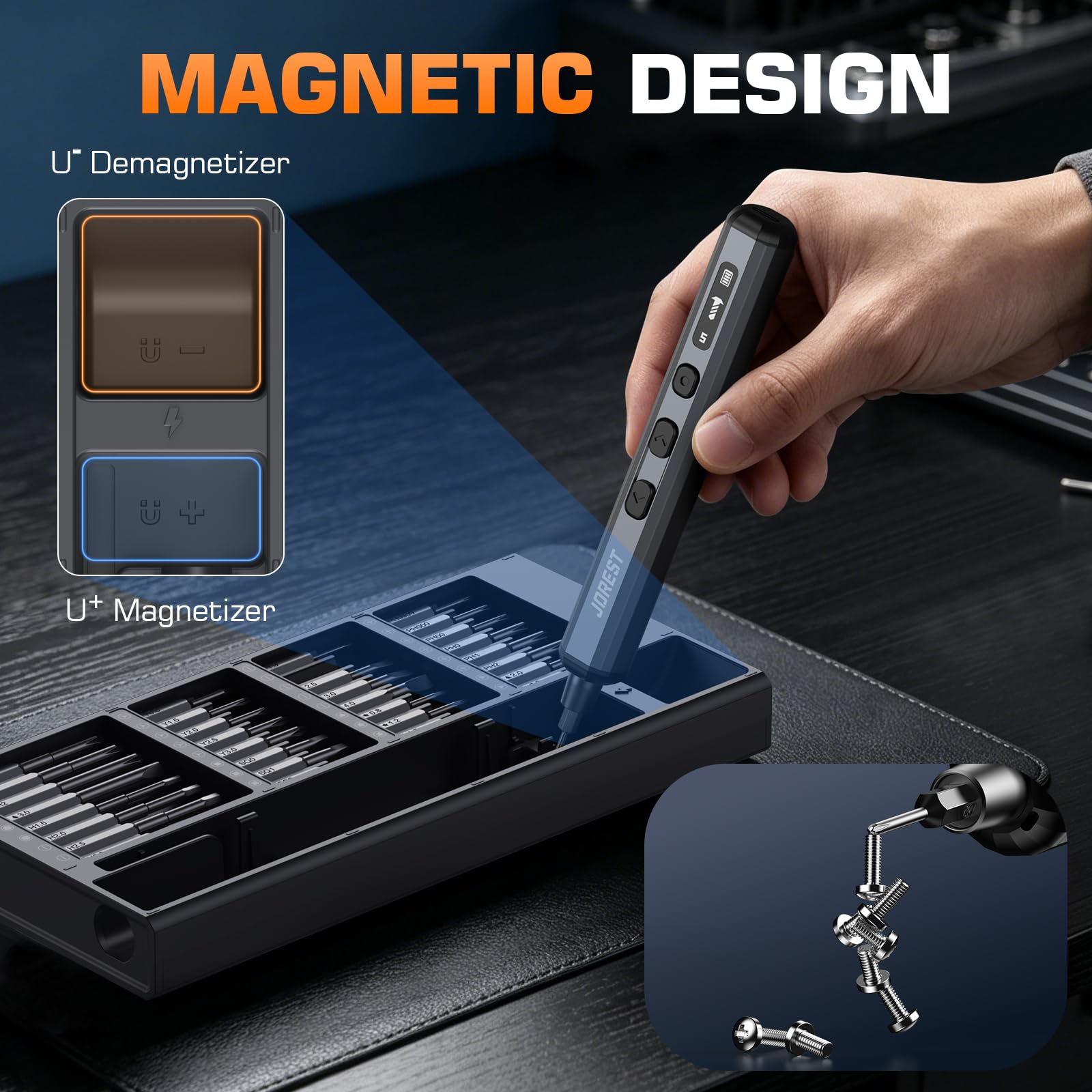 JOREST 70 in 1 Set di mini avvitatori elettrici di precisione : 64 punte magnetiche S2, 5 impostazioni di coppia, kit di attrezzi per riparazioni di iPhone, iPad, MacBook, PS5, console di gioco